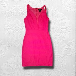 Hot Pink Sexy Low Cut Mini Dress